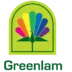 Greenlam Laminates logo with colorful peacock design — premium laminate brand for modular kitchens — trusted durability and eco-friendly finishes