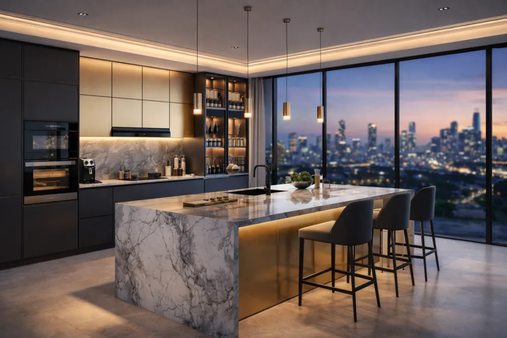 Luxury design of modular kitchen in Gurugram (DLF Phase 5)