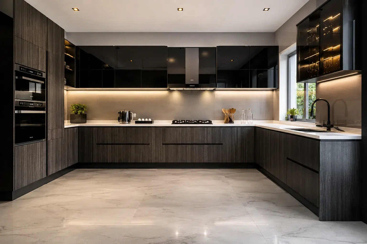 u shape modular kitchen